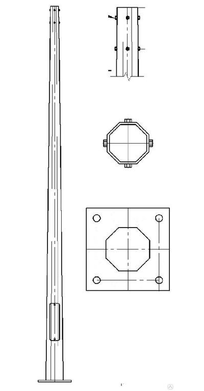 Опора освещения ОГС-9 гранёная силовая