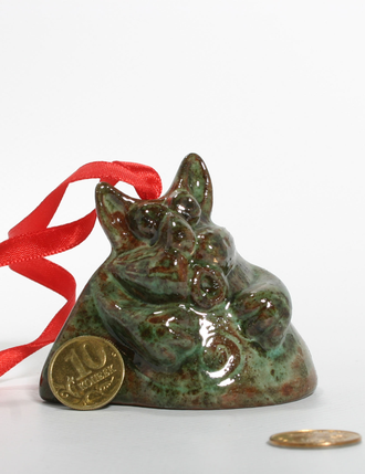 СУВЕНИР "ПОЮЩИЙ КОТ1  глазурь зеленая