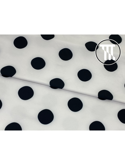 Спортивный трикотаж принт Черные горохи на белом фоне (диаметр 2 см)