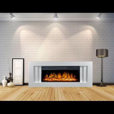 Линейный электрокамин Line WT с очагом Vision 42 LOG LED