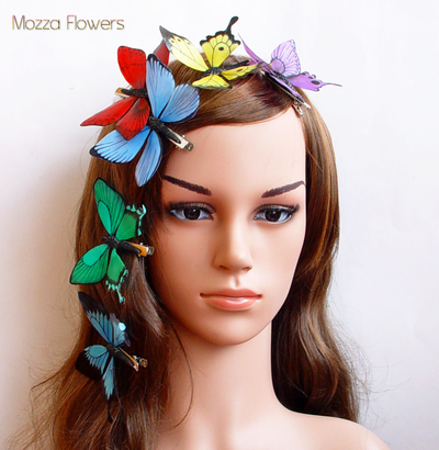 Заколки "Разноцветные бабочки".