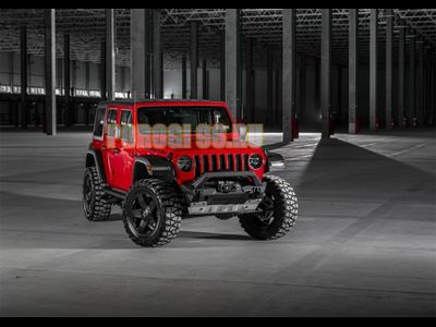 Бампер силовой передний короткий с лайтбаром AL (черный)  (без номерной рамки) для Jeep Wrangler JK, JL, все комплектации (2007-2018, 2017-...)