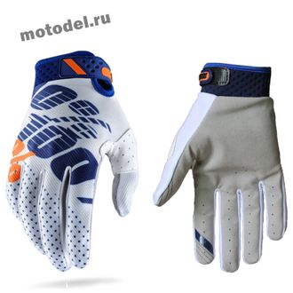 Мото перчатки 100% Air Dirt, бело-синие (мотоперчатки)