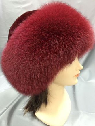 Женская шапка норковая Боярка комбинированная Лилия натуральный мех зимняя  бордовая Арт. ц-0116