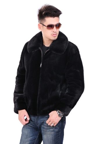 Шуба куртка норковая мужская зимняя натуральный мех норка ,  лилия черная арт. Ми-019