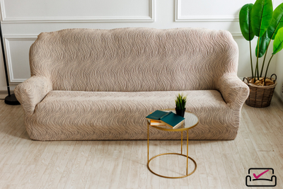 Чехол на 2х местный диван Жаккард Волна Серый. Россия