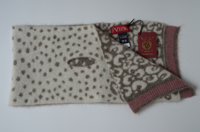 Шарф воротник пятнистый белый с розовым Vizio Италия 8077 SA