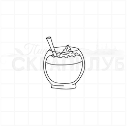 Штамп для скрапа молочный коктейль со взбитыми сливками и трубочкой