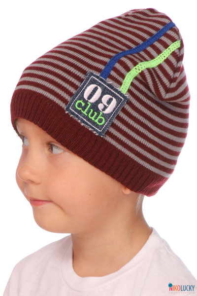 Шапка  18202-15, цвет темно-бордовый, серый  р. 48-50