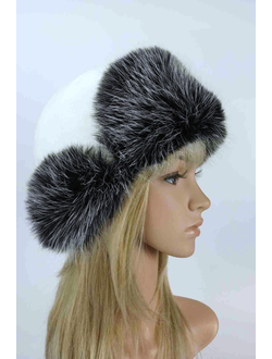 Ушанка "НОН-СТОП" белый + чернобурка