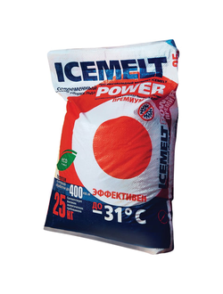 Реагент антигололедный 25 кг, ICEMELT Power, до -31С, хлористый кальций + ингибитор коррозии, мешок