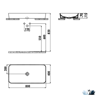 Раковина Creavit Ultra UL080-00CB00E-0000 80 х 40 см на столешницу, глянец белоснежного цвета