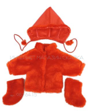 Зимняя одежда для куклы (шубка, унты, шапка) цвет красный