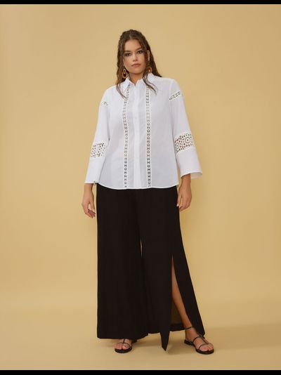 Рубашка из шитья, цвет белый, черный