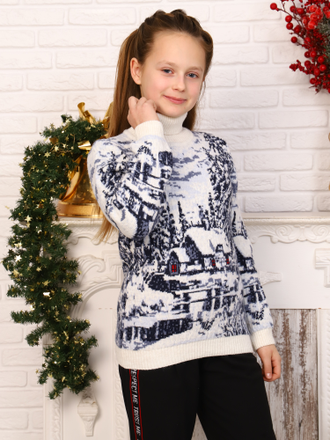 Свитер детский белый с домиком