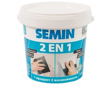 SEMIN 2 EN 1: 8кг, 1 продукт - 2 возможности. Выравнивание до 5 мм, финиш без шлифовки.