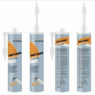 Клей монтажно-стыковочный HI WOOD HD1000, 280 мл, белый,