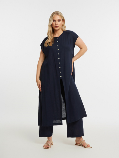 Платье-рубашка для полных женщин, цвет - темно-синий