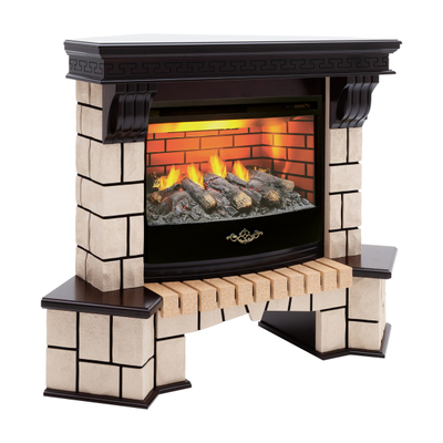 Угловой электрический камин Stone AO с очагом 3D FireStar 25.5