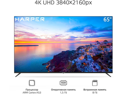 Телевизор Harper 65U661TS, 65"  4K  Smart TV  Черный