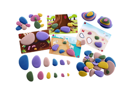 Радужные камешки "Художественные цвета" 6 форм, 2 размера, 6 цветов, 72 шт. Набор с карточками.