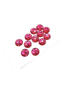 Стразы акриловые пришивные круглые 12 мм, цвет яркий розовый