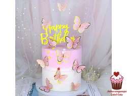 Набор для украшения торта «Бабочки» 10 шт., цвет розовый