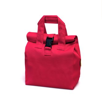 сумка для ланча красная с черным пластиковым замком