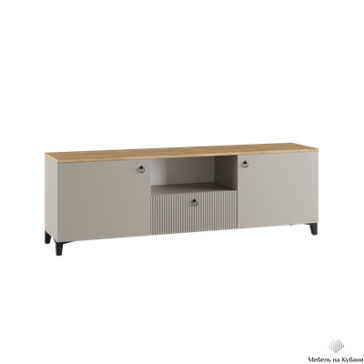 Ника гостиная модульная 2700х2100х410мм мдф бежевый мат-05 / лдсп кашемир + дуб делано