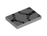 Tile 2 x 3 with Pixelated Black and Dark Bluish Gray Pattern, Light Bluish Gray (26603pb088 / 6305230)