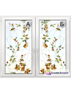 Витражная пленка, витражная пленка самоклеющаяся под заказ,пленочный витраж с цветочным рисунком