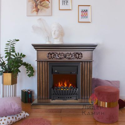 Электрокамин Кари LO с очагом Aspen Black