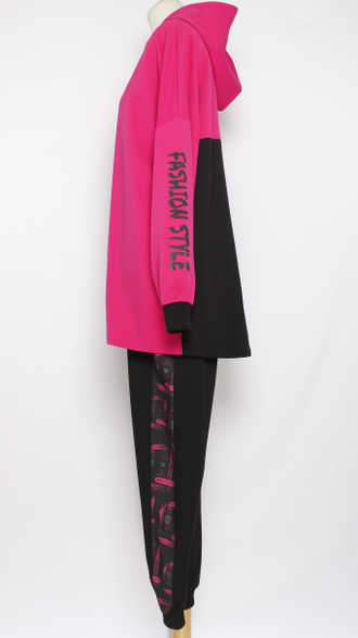 КОСТЮМ ХУДИ НА МОЛНИИ И БРЮКИ"ФУКСИЯ" р.50