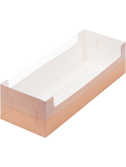 Коробка под рулет/полено с прозр. кр. (персиковая), 300*110*80мм