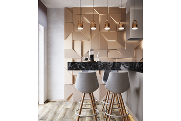 Визуализация интерьера со световой 3d панелью "IQ". Работа дизайнера Екатерины Борискиной. г.Санкт-Петербург.