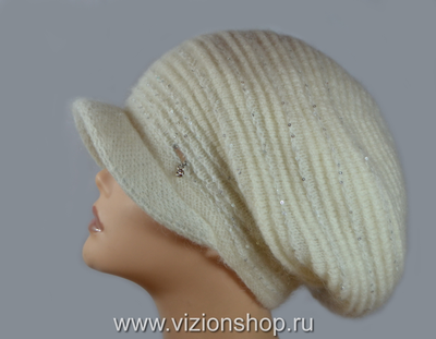 Вязаный берет с козырьком для женщин Vizio Италия 6456 белый
