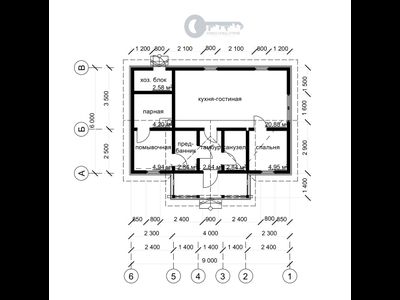 Б-24 ГАБАРИТНЫЕ РАЗМЕРЫ: (6Х9М) 1 ЭТАЖ, ОБЩАЯ ПЛОЩАДЬ: 60М²