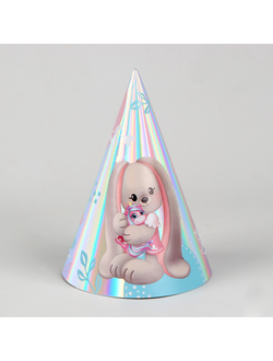 Колпак голографический «Милая зайка» 1шт