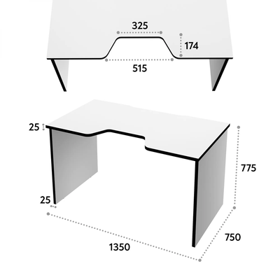 Стол геймерский С-240 белый шагрень/черный