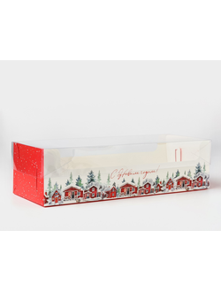 Коробка для рулета с  пластиковой крышкой  "Сказка в городе", 300*110*80 мм