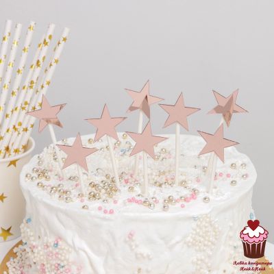 Набор топперов «Звезды», 8 шт, цвет розовый
