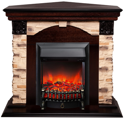 Угловой электрокамин Dublin Rock AO с очагом Fobos