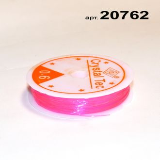 Резинка эластичная (катушка) арт.20762: силиконовая РОЗОВАЯ - ф 0,6мм