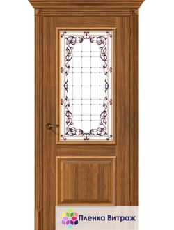 Витражная пленка, витражная пленка самоклеющаяся, пленочный витраж с классическим рисунком в дверь