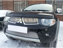 Защита радиатора Mitsubishi L200 2010-2013/Mitsubishi Pajero Sport 2008-2013 chrome низ