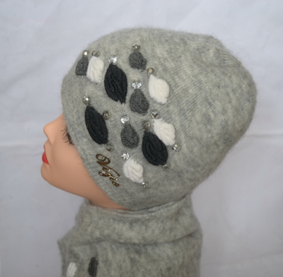 Светло-серая шапка и шарф италия Vizio 5175