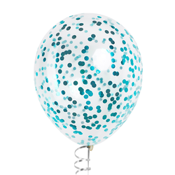 Шары с конфетти голубые металлик (круги)