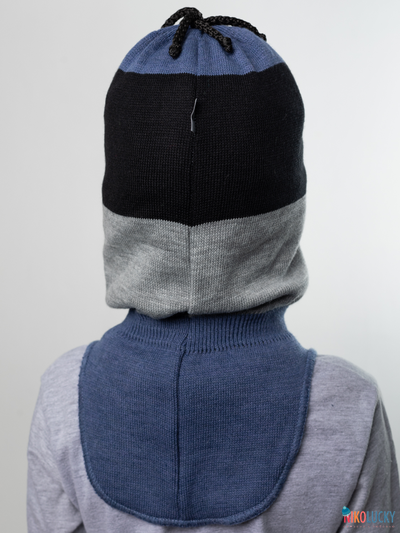 Шапка-шлем  19101-06, цвет черный, серый, джинс р. 52-54