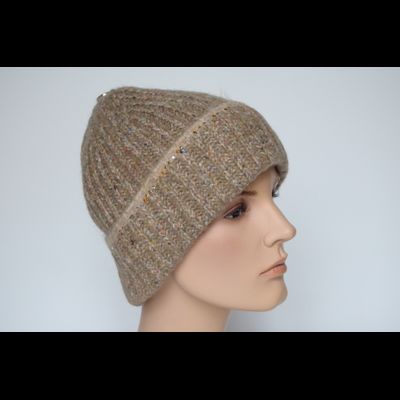 Шапка вязаная с отворотом Vizio Италия 6987 CRYО бежевая