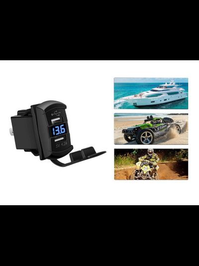 Автомобильная розетка Unity 4x4 с двумя USB-портами и вольтметром, 12-24 В